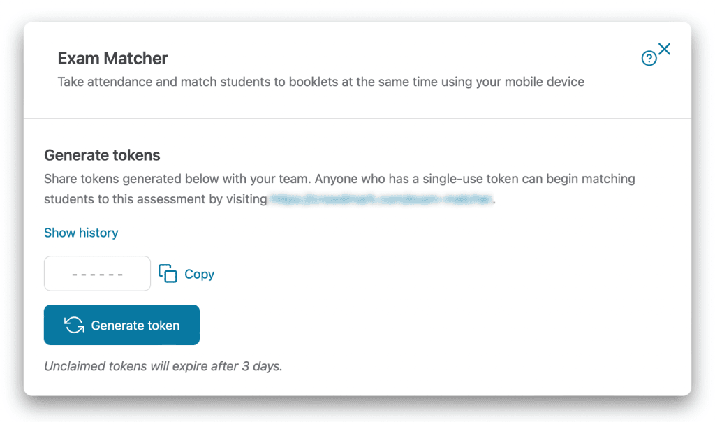 Generating Exam Matcher tokens within Crowdmark